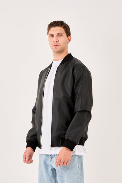 X-2012 Men’s Black Quilted Lined Snap Button Wool-Blend Jacket