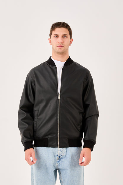 X-2012 Men’s Black Quilted Lined Snap Button Wool-Blend Jacket