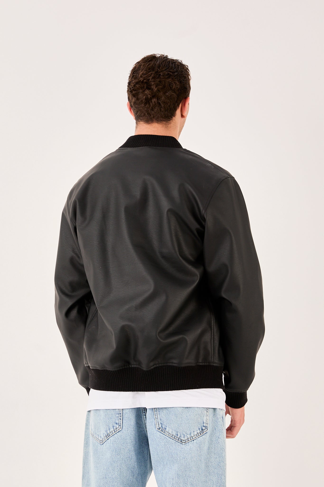 X-2012 Men’s Black Quilted Lined Snap Button Wool-Blend Jacket