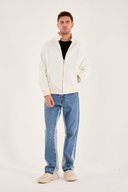 X-2022 Unisex Soft Suede Zip-Up Bomber Jacket – Off-White