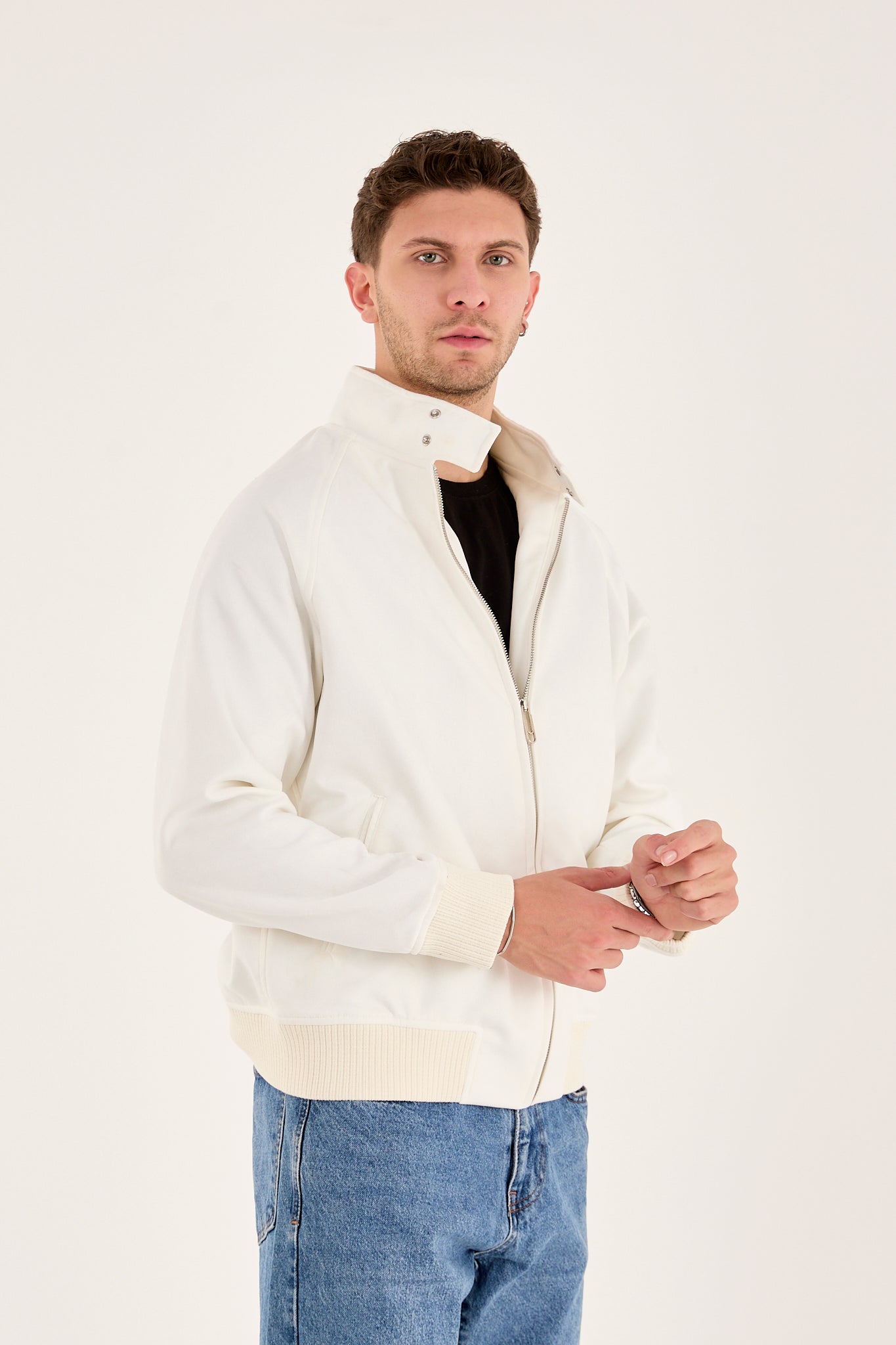 X-2022 Unisex Soft Suede Zip-Up Bomber Jacket – Off-White