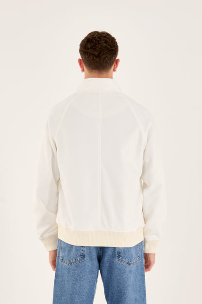 X-2022 Unisex Soft Suede Zip-Up Bomber Jacket – Off-White