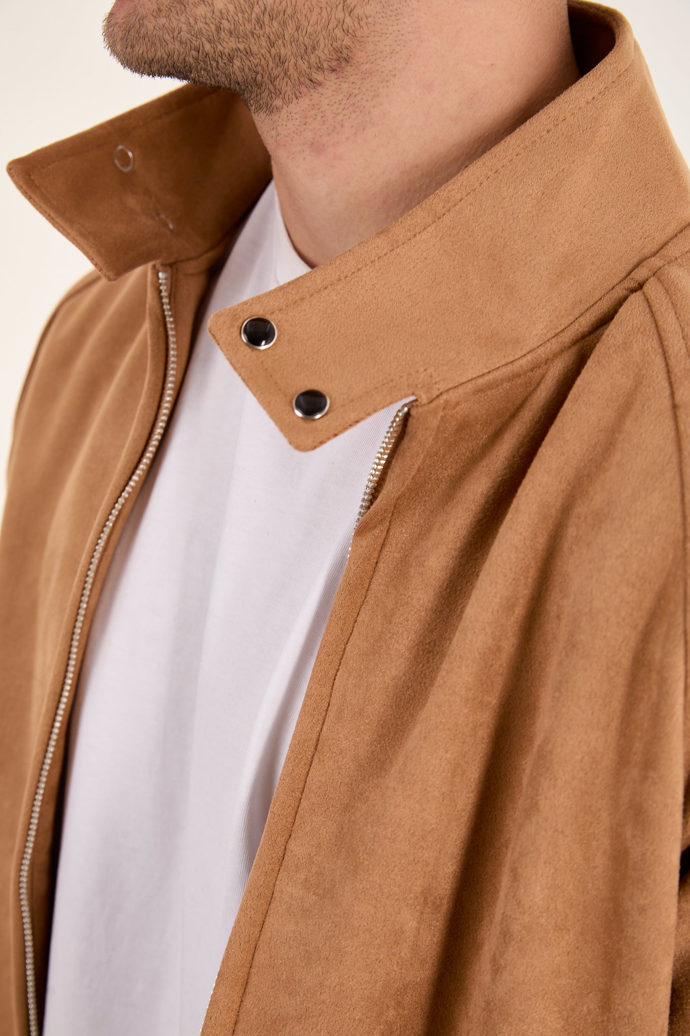 X-2022 Unisex Soft Suede Zip-Up Bomber Jacket – Camel