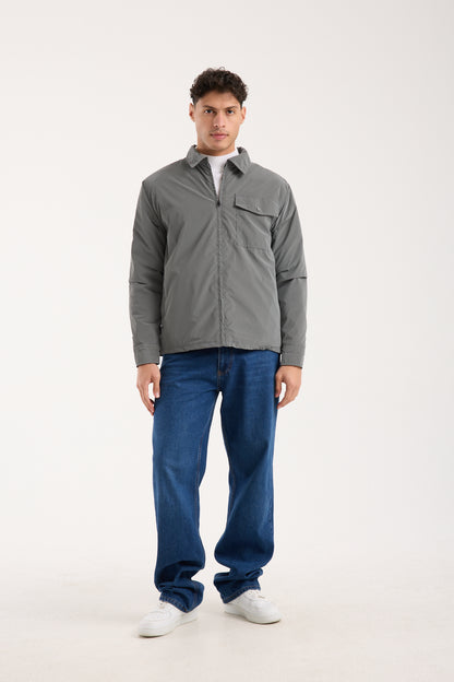 X-2020 Quilted Lined Zip Jacket – Grey