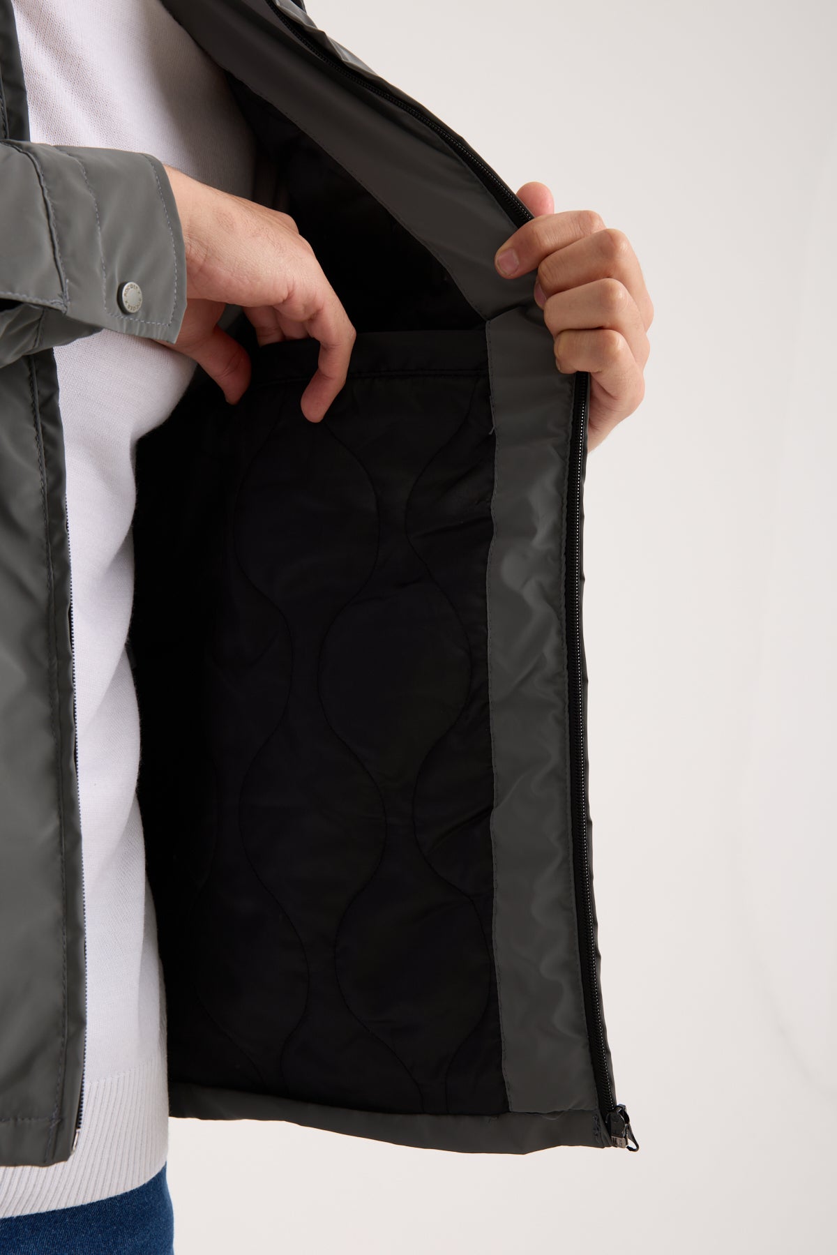 X-2020 Quilted Lined Zip Jacket – Grey