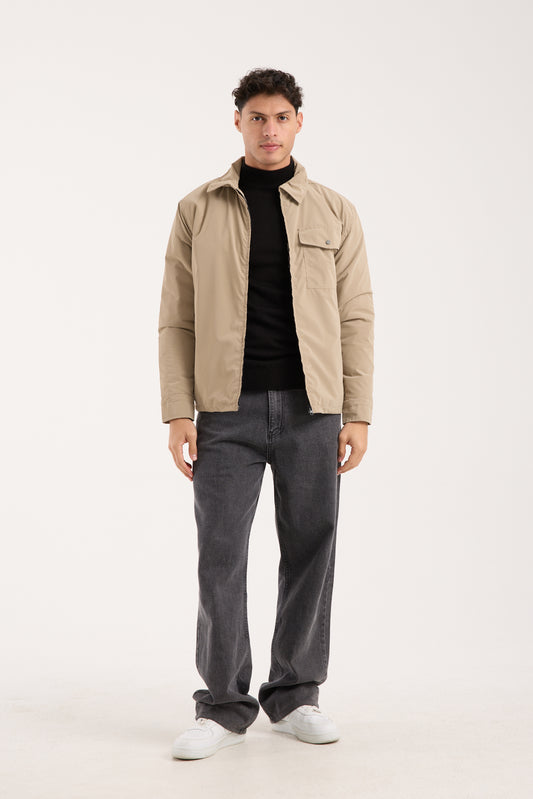 X-2020 Zip-Up Quilted Jacket – Stone Beige