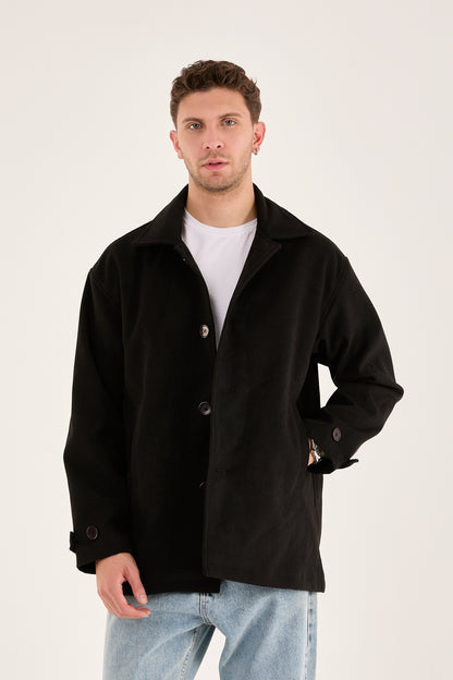 X-2027 Men’s Premium Black Overshirt Coat