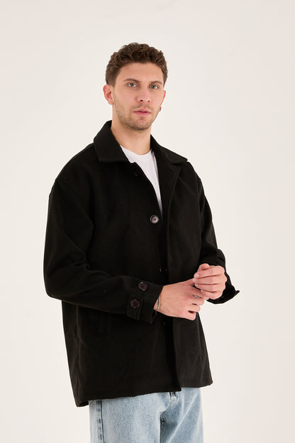 X-2027 Men’s Premium Black Overshirt Coat