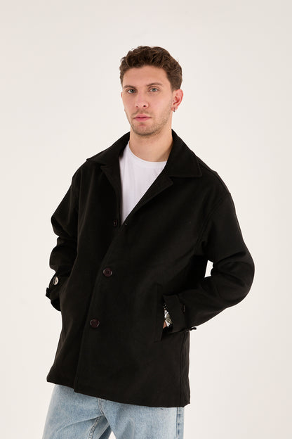 X-2027 Men’s Premium Black Overshirt Coat