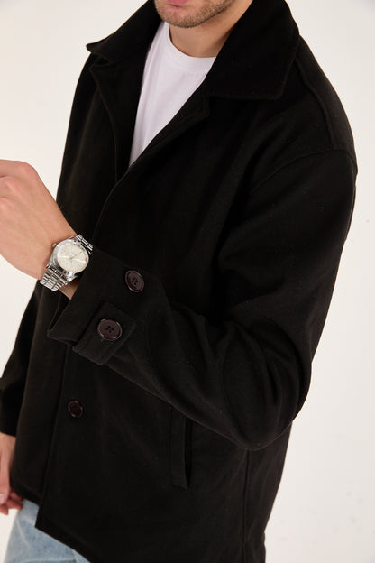 X-2027 Men’s Premium Black Overshirt Coat