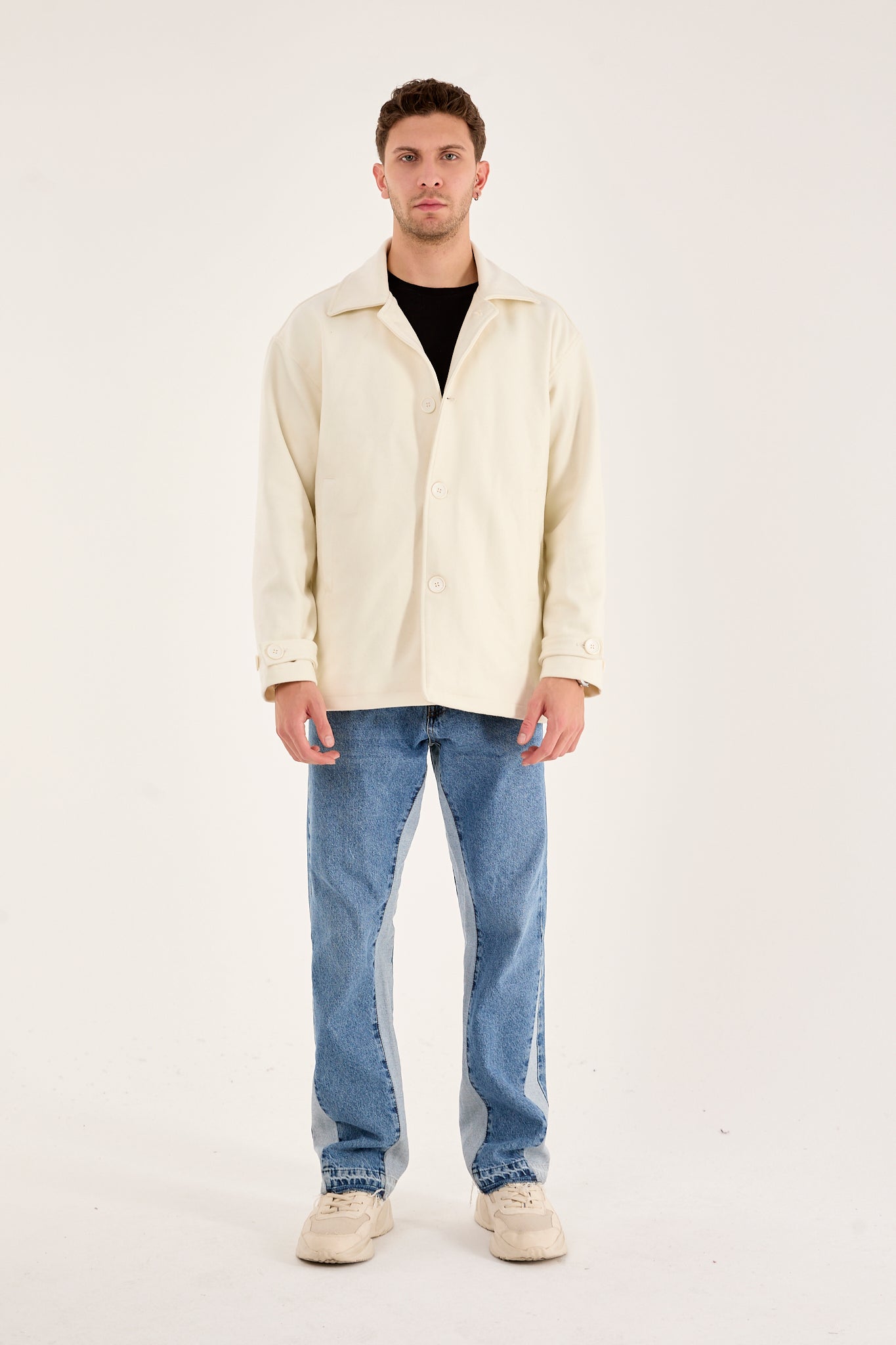 X-2027 Men’s Premium Ecru Overshirt Coat