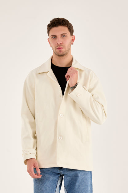 X-2027 Men’s Premium Ecru Overshirt Coat