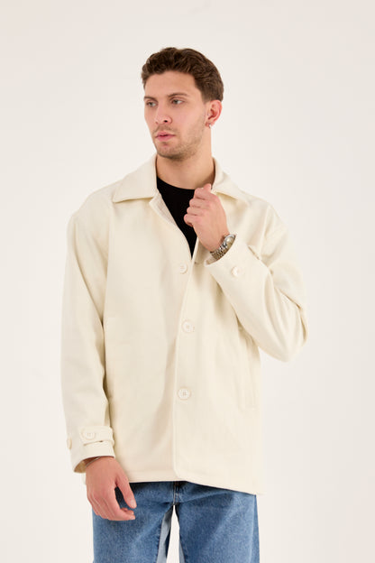 X-2027 Men’s Premium Ecru Overshirt Coat