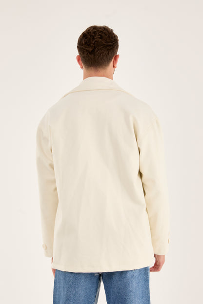 X-2027 Men’s Premium Ecru Overshirt Coat