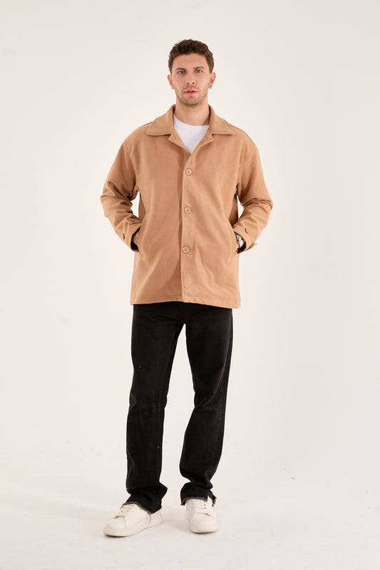 X-2027 Men’s Premium Camel Overshirt Coat