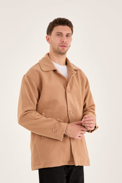 X-2027 Men’s Premium Camel Overshirt Coat