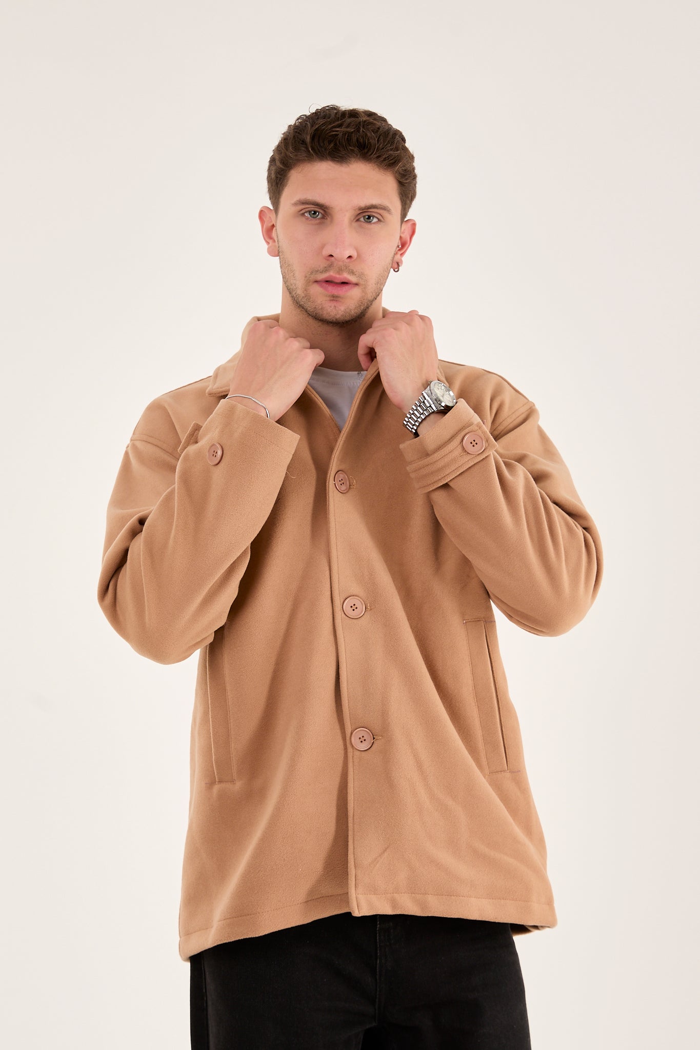 X-2027 Men’s Premium Camel Overshirt Coat