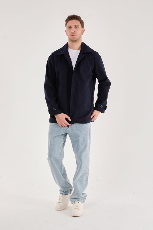 X-2027 Men’s Premium Navy Overshirt Coat
