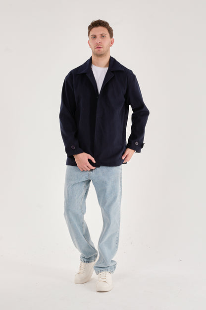 X-2027 Men’s Premium Navy Overshirt Coat