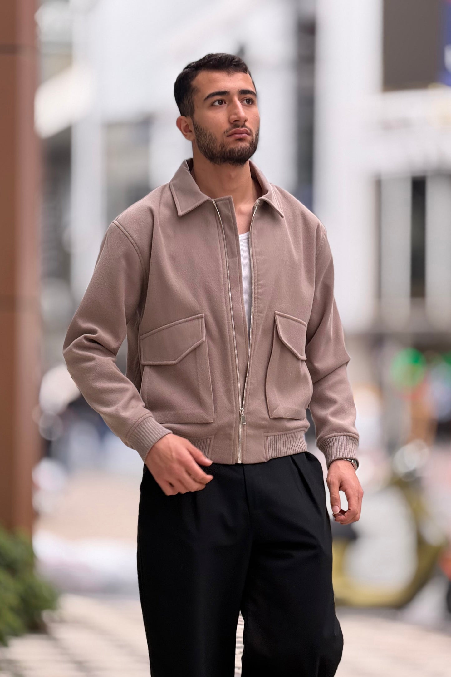 X-2025 Men’s Premium Taupe Utility Pocket Kaşe Jacket