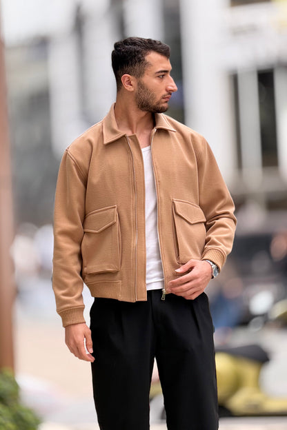 X-2025 Men’s Premium Taba Utility Pocket Kaşe Jacket