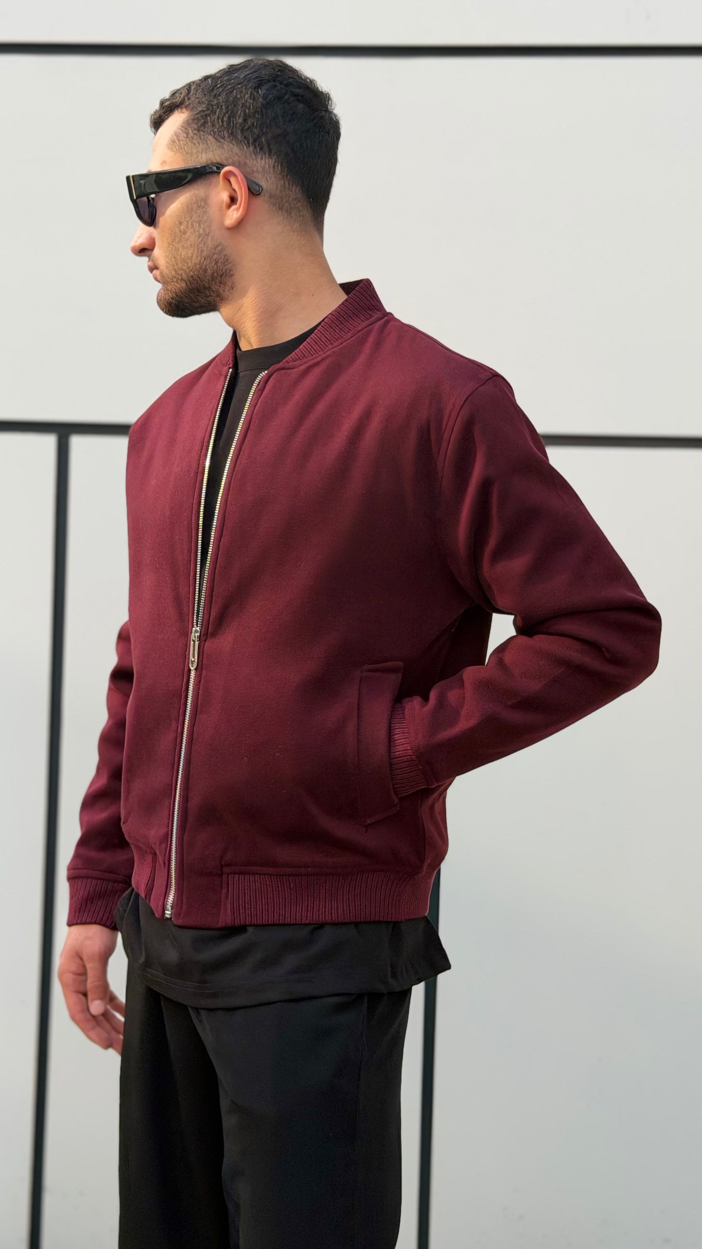 X-2034 Men’s Suede Bomber Jacket – Lined, Full Zipper, Premium Street Style