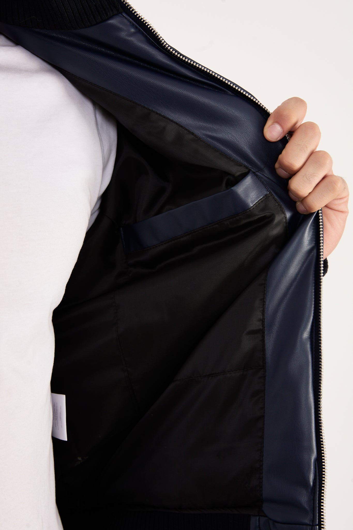 X-2040 Men’s Vegan Leather Bomber Jacket – Brown Zip-Up Faux Leather Jacket