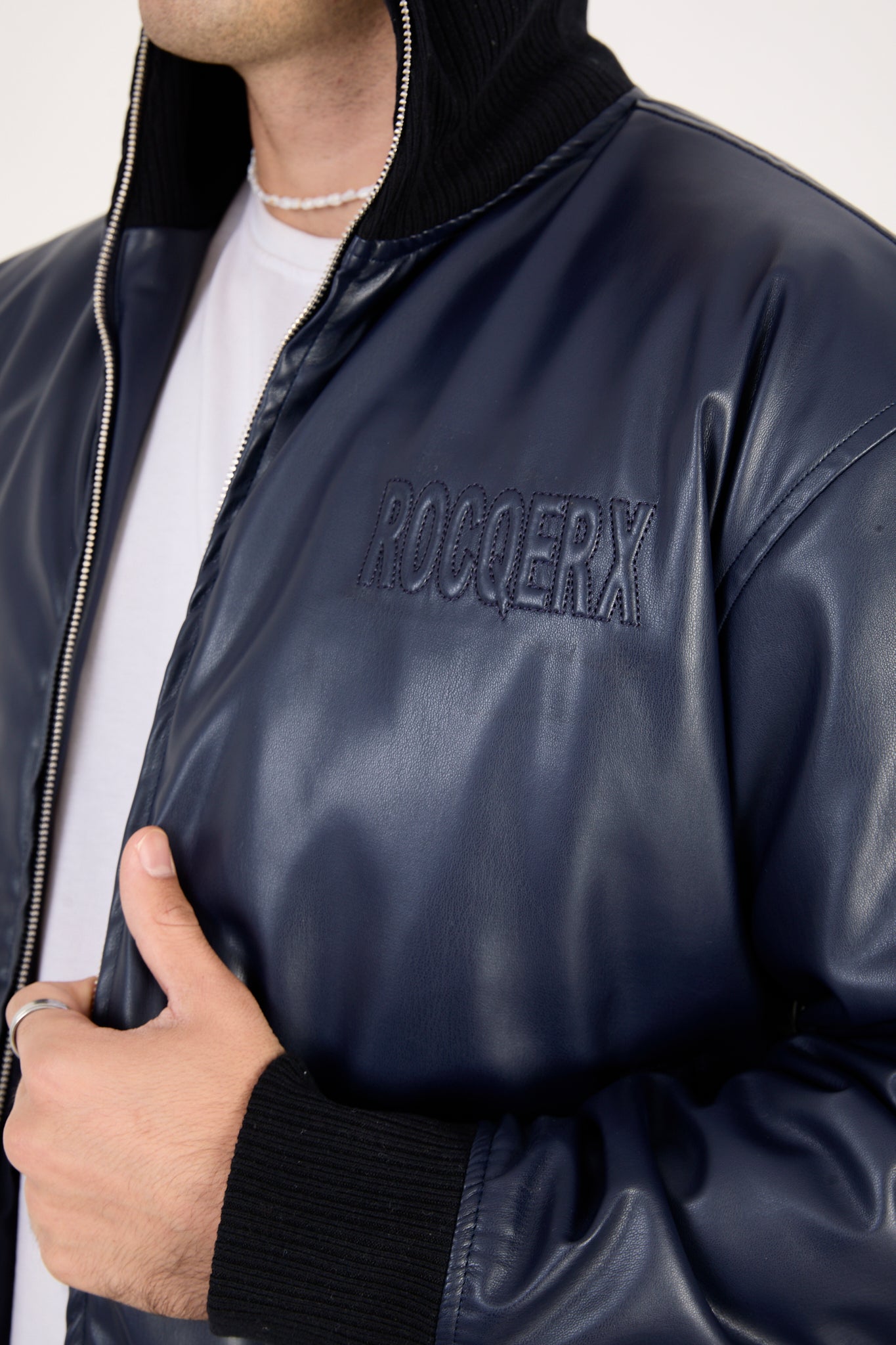 X-2040 Men’s Vegan Leather Bomber Jacket – Brown Zip-Up Faux Leather Jacket