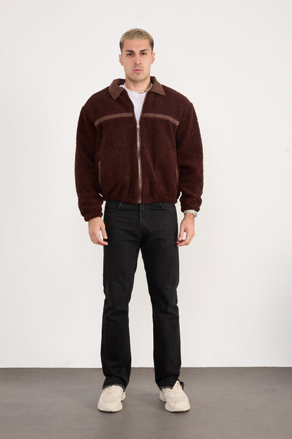 X-2042 Men’s Sherpa Fleece Jacket – Brown