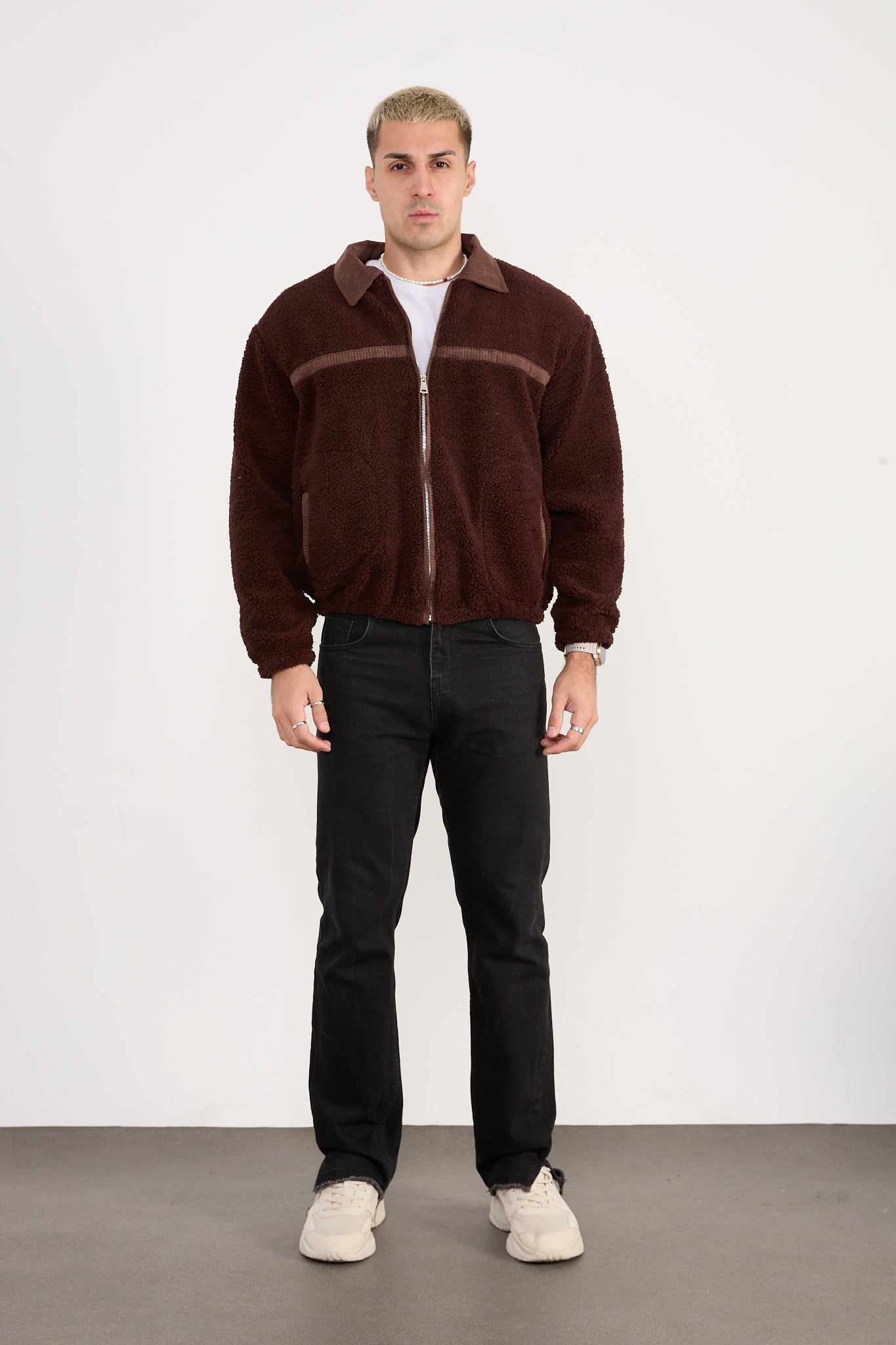 X-2042 Men’s Sherpa Fleece Jacket – Brown