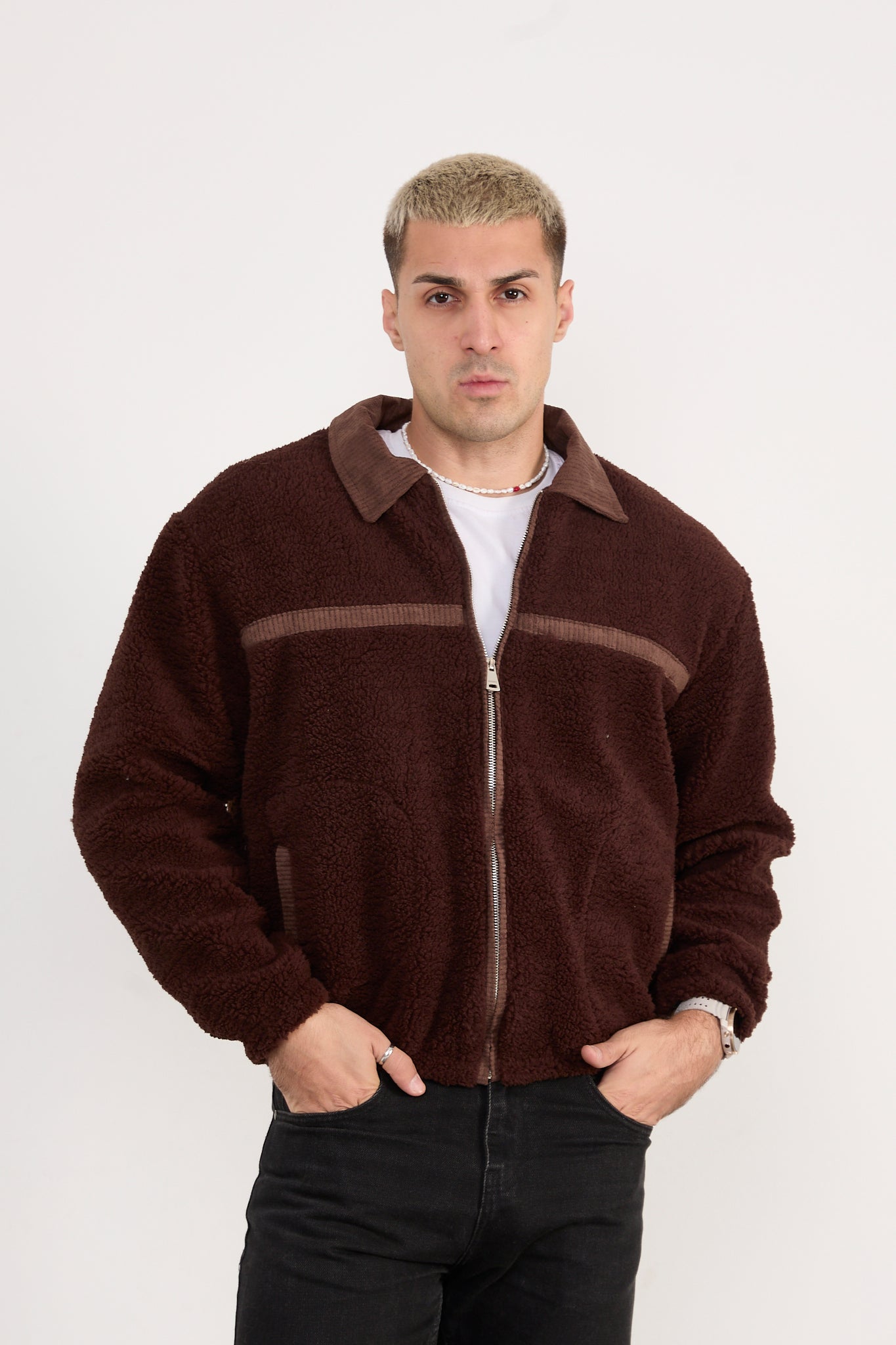 X-2042 Men’s Sherpa Fleece Jacket – Brown