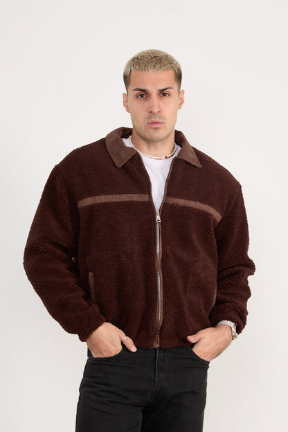 X-2042 Men’s Sherpa Fleece Jacket – Brown