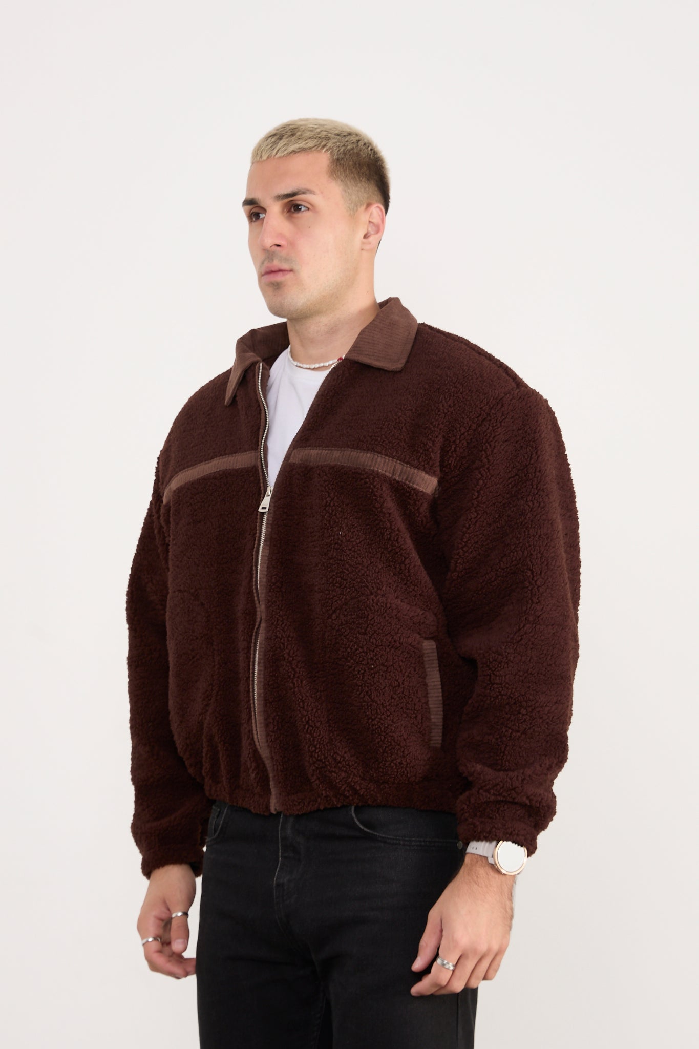 X-2042 Men’s Sherpa Fleece Jacket – Brown