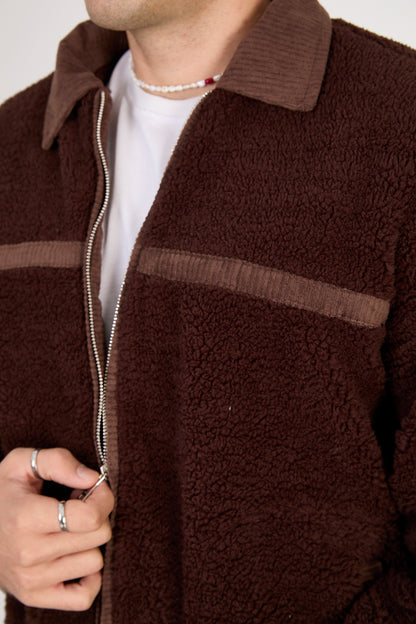 X-2042 Men’s Sherpa Fleece Jacket – Brown