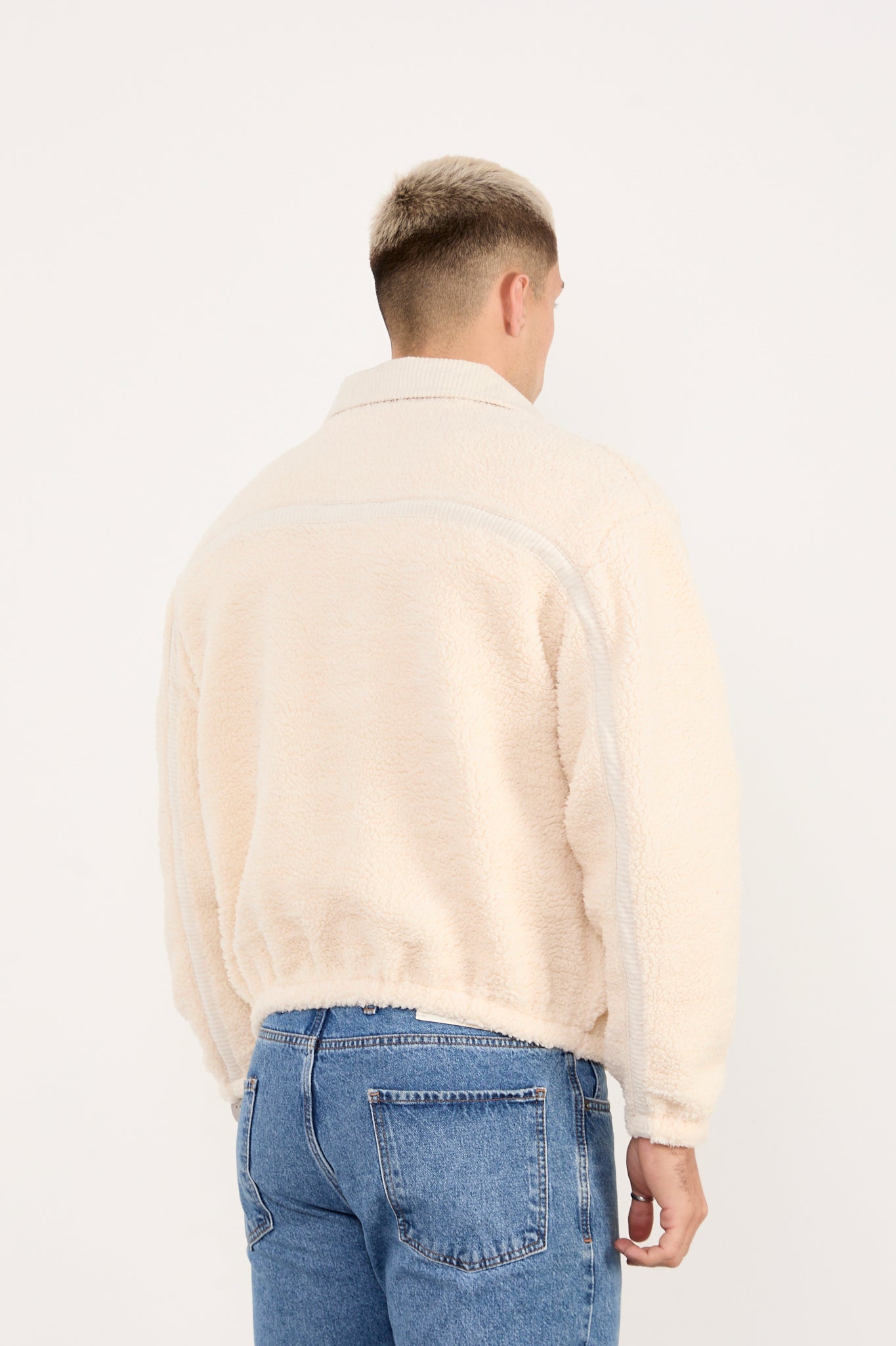 X-2042 Men’s Plush Fleece Zip Jacket Cream