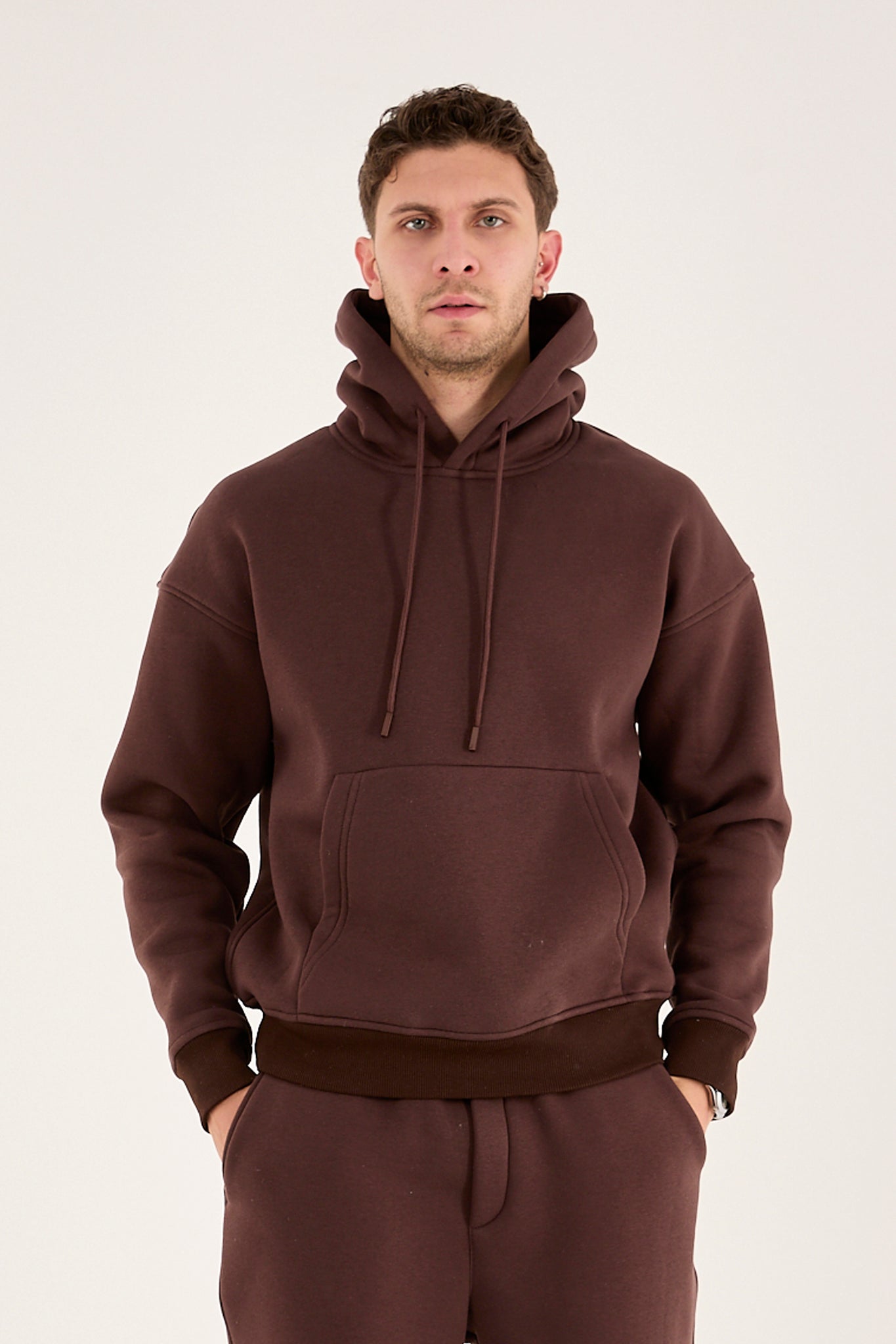x-4008 Unisex Oversized Heavy Fleece Hoodie – Dark Brown Polar Lined