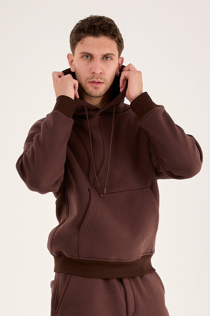 X-4008-1001 Men’s Hooded Tracksuit Set – Brown