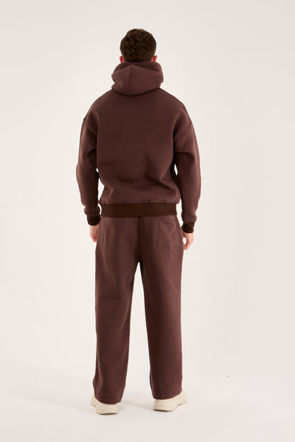 X-4008-1001 Men’s Hooded Tracksuit Set – Brown