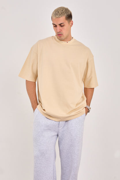 X-4009 Unisex Oversized 100% Cotton T-Shirt – Sand Beige