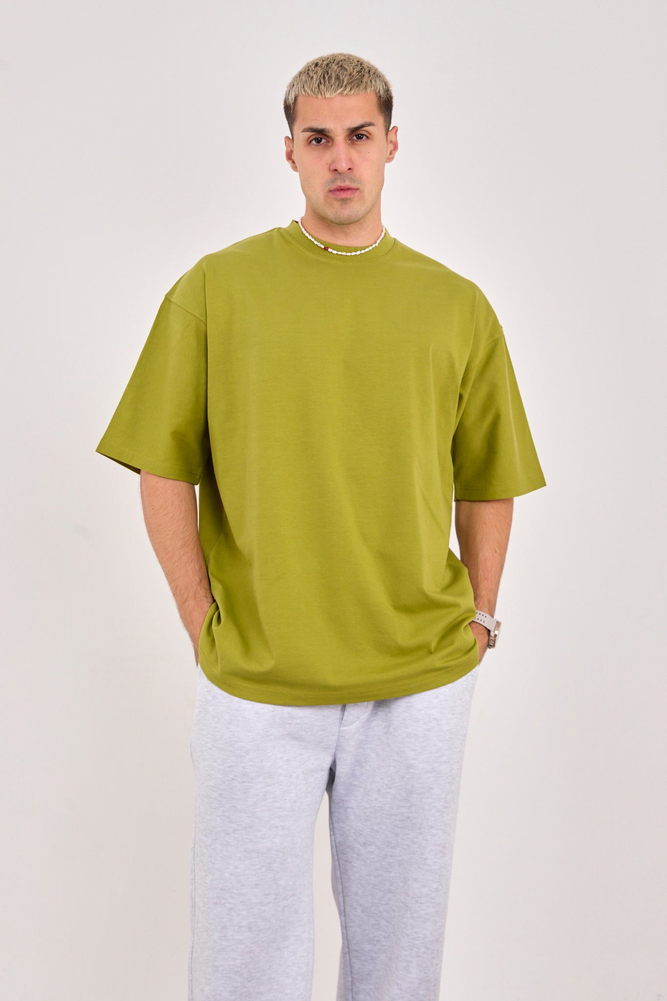 X-4009 Unisex Oversized 100% Cotton T-Shirt – Olive Green