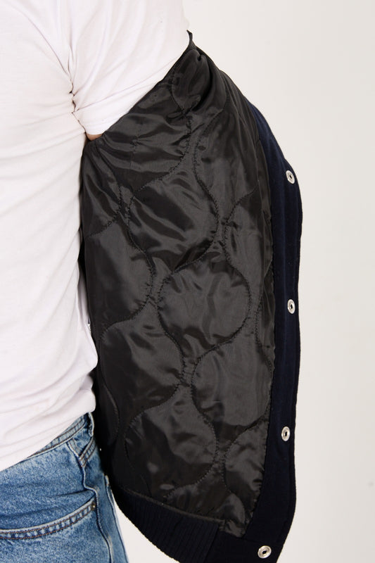 X-2026 Navy Quilted Bomber Jacket