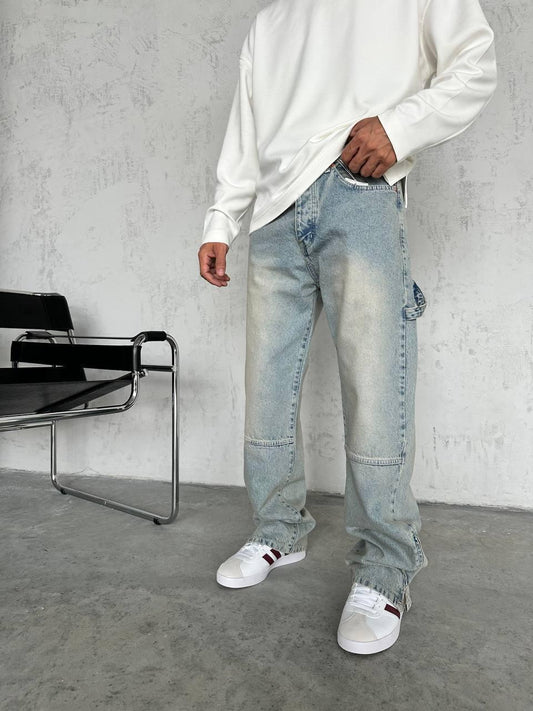 Men’s Brown Carpenter Detail Denim Jeans – T2884