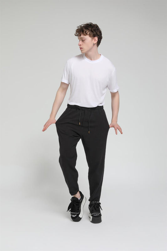Duble Paça Katlamalı Keten Pantolon R-4222
