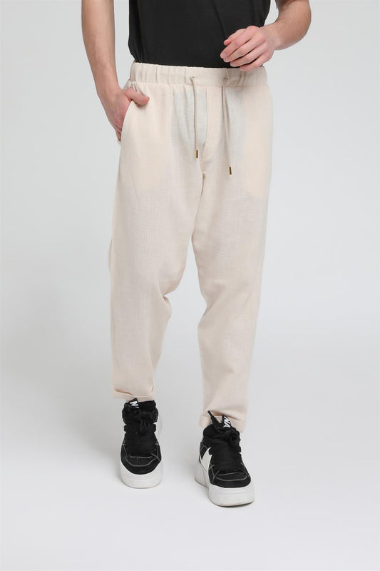 Duble Paça Katlamalı Keten Pantolon R-4222