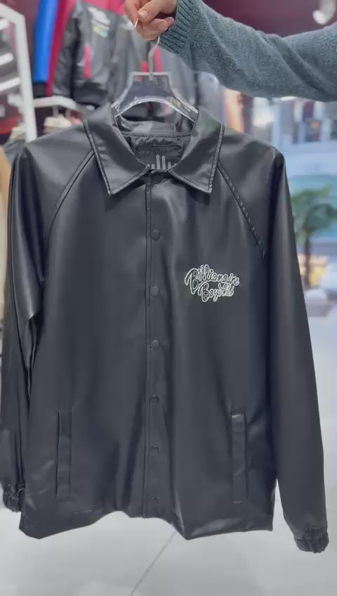 X-2013 Mens Coaches Jacket Black Snap Button Embroidered Back and Chest Elastic Cuffs