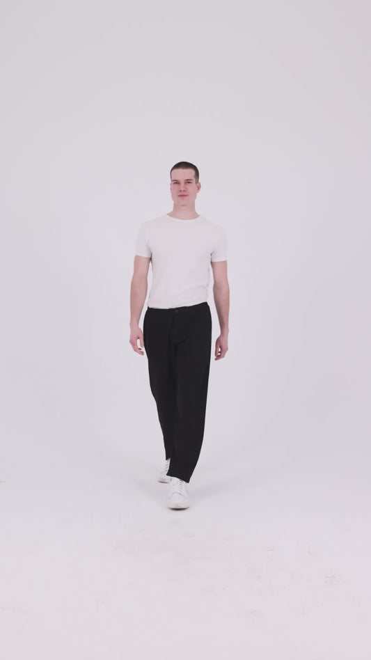 Men's Black Elastic Waist Tailored Trousers X-1012