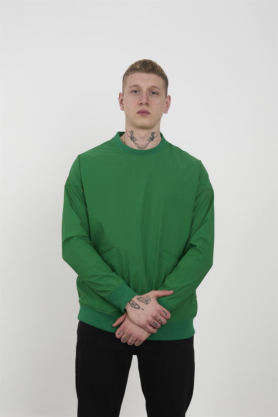 R-2390 Men’s Ribbed Hem and Cuff Lined Sweatshirt – Benetton Green
