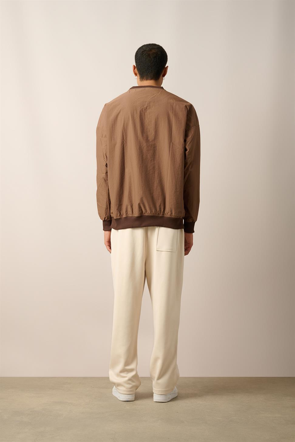 R-2390 Men’s Ribbed Hem and Cuff Lined Sweatshirt – Brown