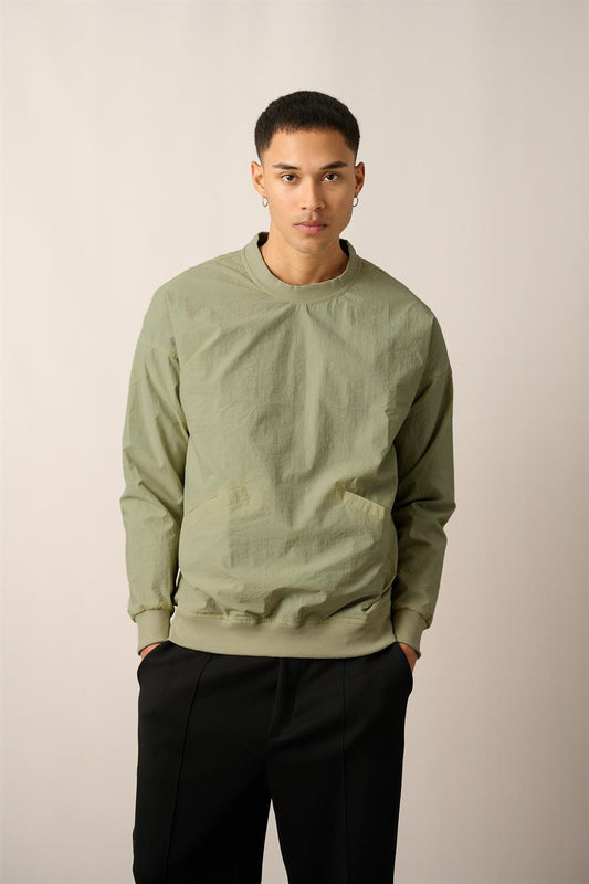 R-2390 Men’s Ribbed Hem and Cuff Lined Sweatshirt – Green