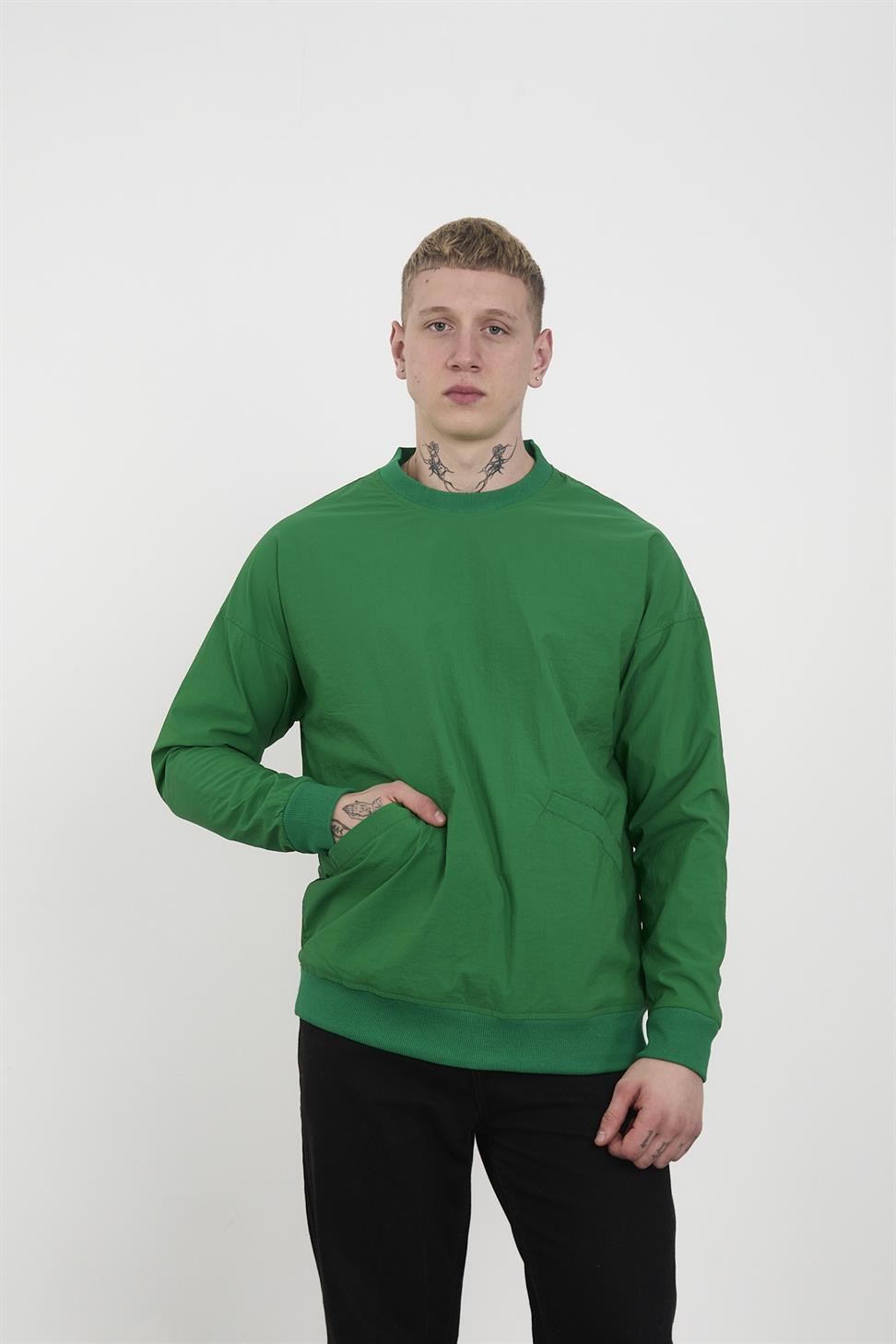 R-2390 Men’s Ribbed Hem and Cuff Lined Sweatshirt – Benetton Green